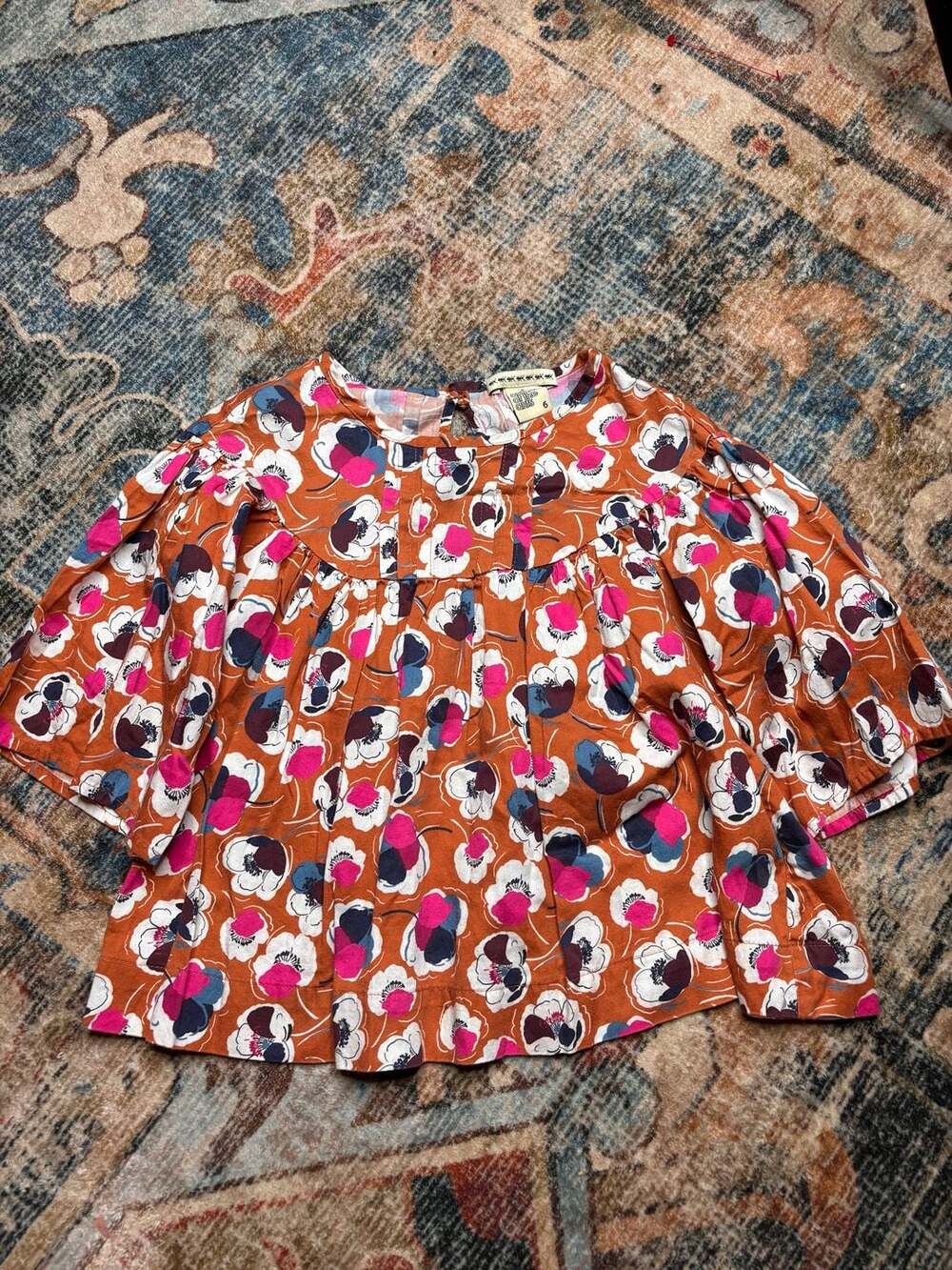 Anthem of the Ants Girls Floral Flutter Sleeve Blouse, Size 6